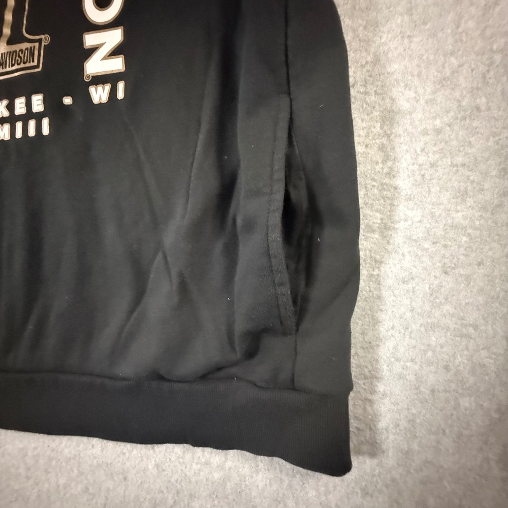 Harley-Davidson Mens 2XL Slim Black Gold Graphic Crewneck Sweatshirt Pockets - Picture 3 of 8